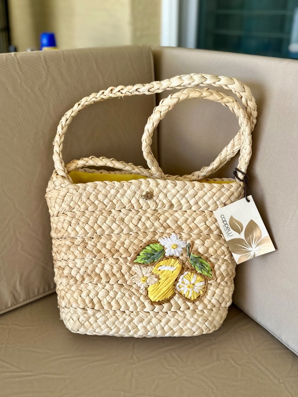 Cappelli Straworld Limone Cornhusk Crossbody Bag NWT